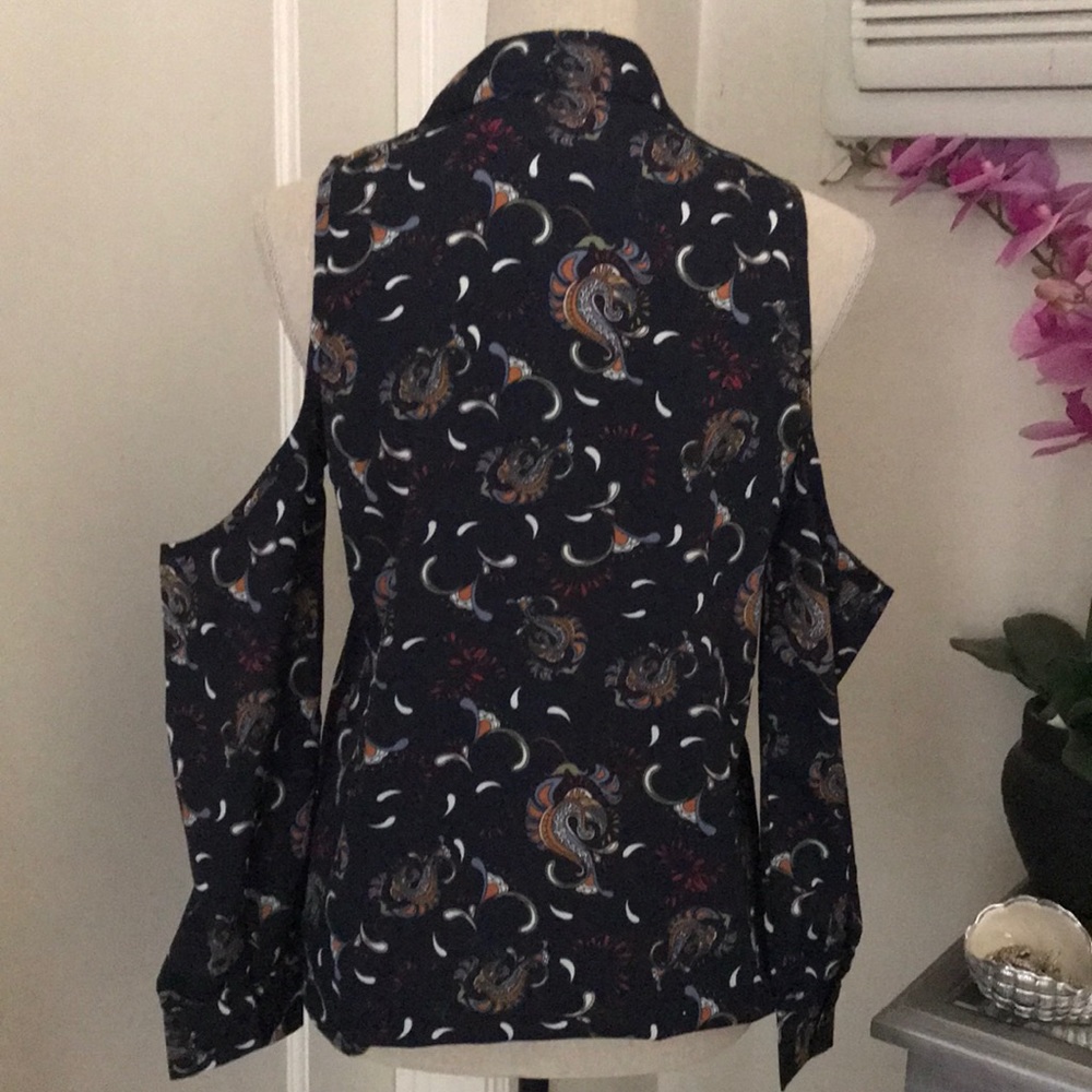 Bohemian Open Shoulder Button Down Top - image 4